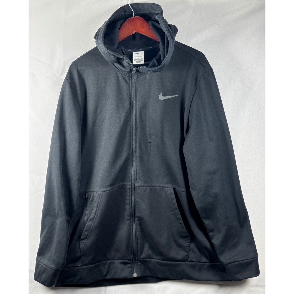 Nike Therma-FIT Full Zip Hoodie Mens XXL Black Fleece Lined DR8826-010